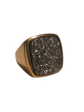 Milor Italy Square Druzy Ring With A Tapered Band